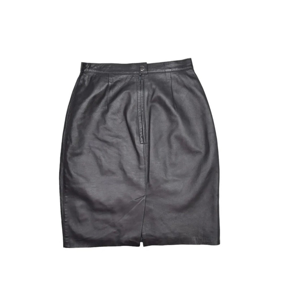 Bagatelle Leather Skirt Womens 8 Black Soft Knee Length Pencil A Line Zip